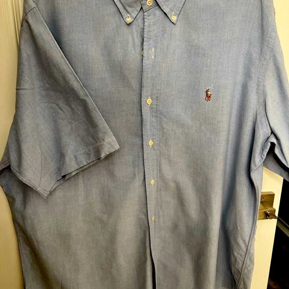 Menswear- Ralph Lauren button down short sleeve dress shirt.